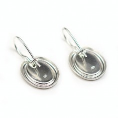 Earrings threadse with the cabochon, Sterling Silver 925 , 10x14mm x 2pcs 