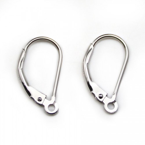Rhodium 925 sterling silver lever-back earrings 17x9mm x 2pcs