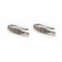 Ear wire thick back with rhinestones, 925 Sterling silver Rhodium x 10 pcs