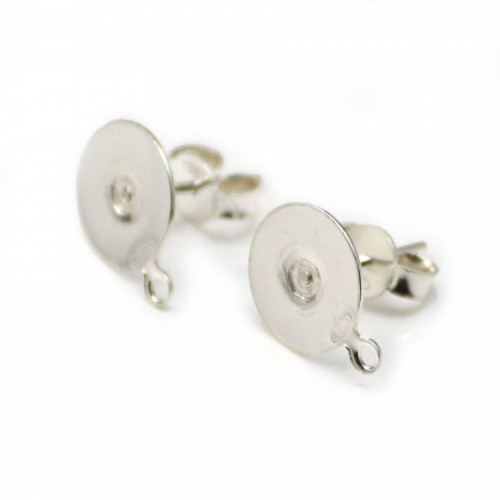 Flat ear studs with ring 925 x 10mm 2pcs