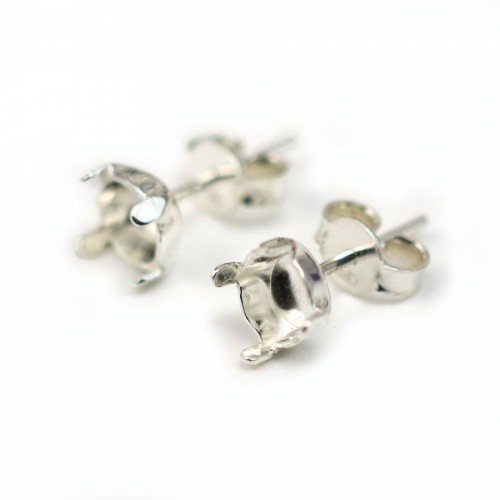 orecchini a perno con cabochon, argento 925 6,5 mm x 2 pezzi