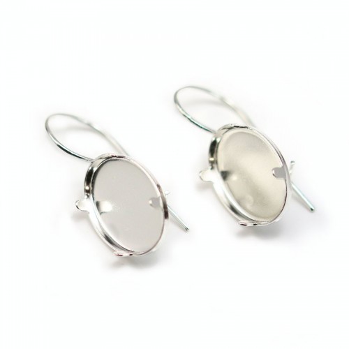 Earrings threadse with the set cabochon, Sterling Silver 925 , 13x18mm X 2 pcs 