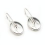 Earrings threadse with the set cabochon, Sterling Silver 925 , 13x18mm x 2pcs 