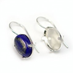Earrings threadse with the set cabochon, Sterling Silver 925 , 13x18mm x 2pcs 
