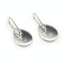 Earwires with drop flat back setting , Sterling Silver 925 , 13x18mm x 2pcs 