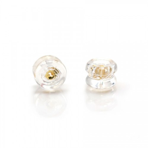 Ear clutches, gold sterling silver and silicone 6mm x 6pcs