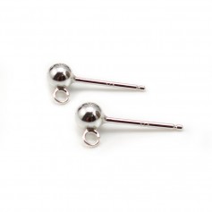 Stud Earrings silver ball 925 4mm x 2pcs
