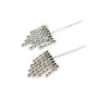 Ear stud with pendant chain, in 925 rhodium silver, 15mm x 2pcs
