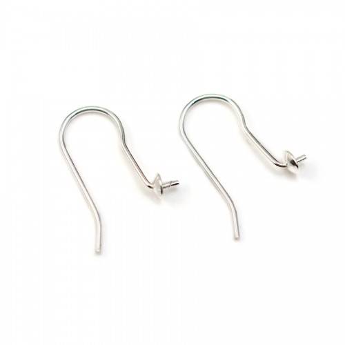 Earwires for half-drilled pearls, 925 Sterling Silver 6mm X 2 pcs