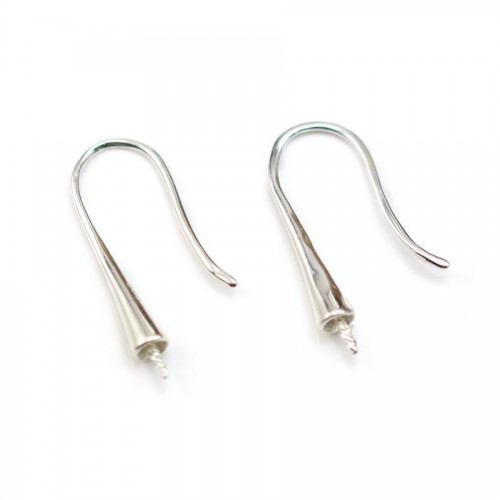 Sterling Silver 925 Rhodium Earwires half-drilled x 2 pcs