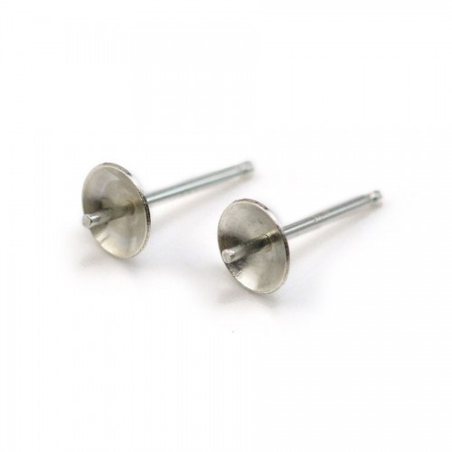 Clous D'oreilles pour perles semi-percées, Argent 925 6mm X4 st 