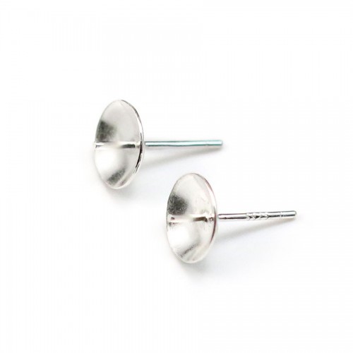 Clous D'oreilles pour perles semi-percées, Argent 925 8mm x 4pcs 