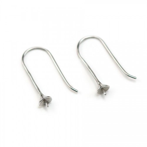 Ganchos auriculares em prata 925 ródio para contas semi-perfuradas de 30mm x 2pcs