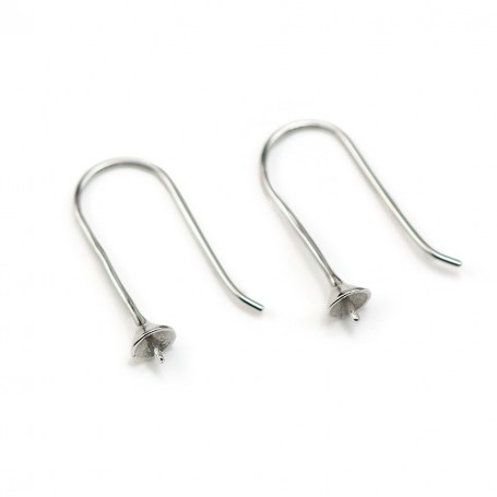 Earwires for half-drilled pearls, 925 Sterling Silver 30mm x 2pcs
