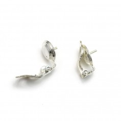 Earrings clip, in 925 silver, 8.5mm, for half drilled beads x 2pcs