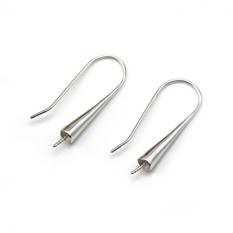 Ear hook in 925 sterling silver, for half drilled pearl, measuring 10 * 27mm x 2pcs