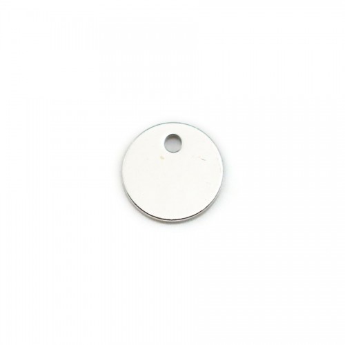 Medalla redonda grabada en plata 925 8mm x 4pcs