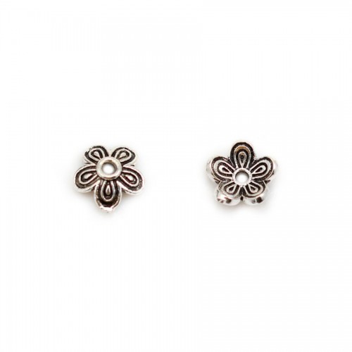 Cup in shape of flower, in 925 silver aged, in size of 7.6 * 1mm x 4pcs