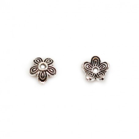 Cup in shape of flower, in 925 silver aged, in size of 7.6 * 1mm x 4pcs