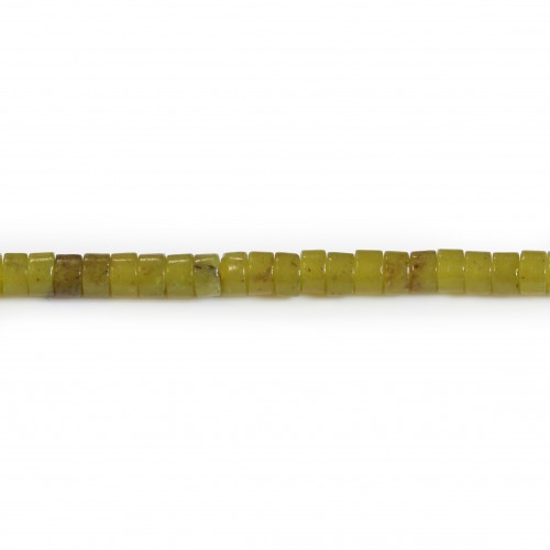 Jade coréen jaune vert, en forme de Heishi, 2x4mm x 40cm