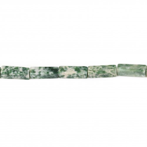 Retângulo de jaspe com manchas verdes 4x13mm x 39cm