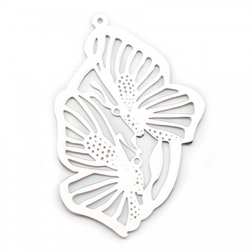 Zwischenblatt 2 durchbrochene Schmetterlinge aus 925er Silber rhodiniert filigran 42mmx30mm x 1Stk