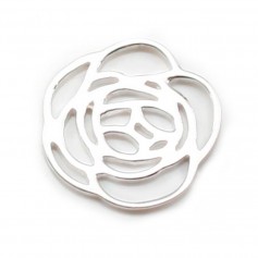 925 sterling silver flower charm with openwork 20mm x 1pc