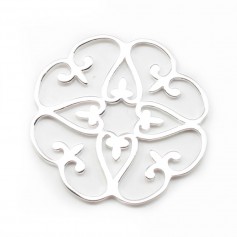Charm de flor calada de plata de ley 925 31mm x 1pc