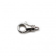 Clasp mousquetonwith ring, silver 925 rhodium, 5 * 11mm x 1pc