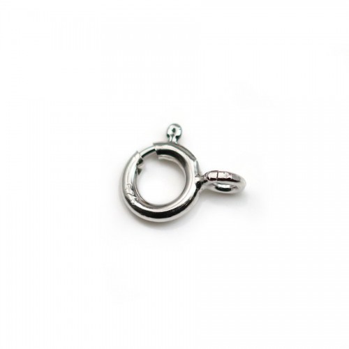Spring ring clasp, silver 925 rhodium 7mm X 1 pc