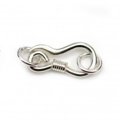 Hook clasp in 925 silver, with 2 rings, 9 * 18mm x 1pc