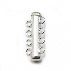 Clasp tube 4 rows in silver 925 26mm x 1pc