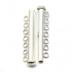 Clasp in tube 7 rows, silver 925 37.7mmx11mm x 1pc