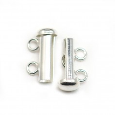 Clasp tube 2 rows silver 925 15mm x 1pc