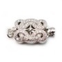 Rectangle with zircon shaped Clasp, Silver 925 11x15mm x 1pc