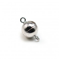 Magnetverschluss, runde Form, aus rhodiniertem 925er Silber, 8 mm x 1Stk