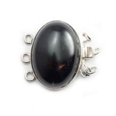 Clasp 3 rows of 925 silver with onyx cabochon 13x18mm x 1pc