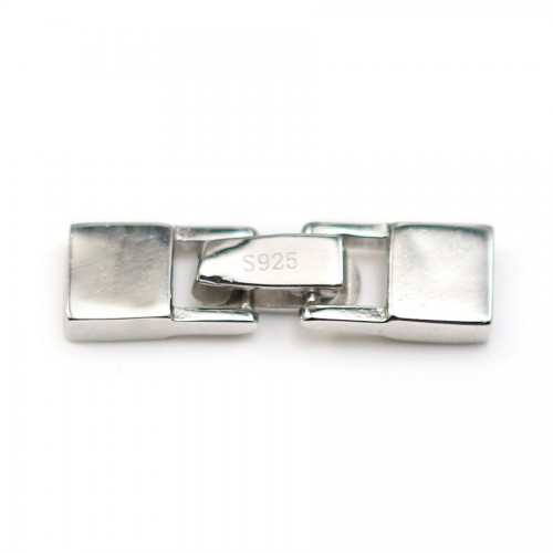 Hakenverschluss aus rhodiniertem 925er Silber, 6x23mm, für Ledergarn1.3x4.5mm x 1Stk