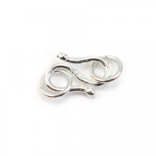 Clasp S with two rings, 925 sterling silver, 6.5x10mm x 1pc