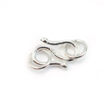 Clasp S with two rings, 925 sterling silver, 6.5x10mm x 1pc