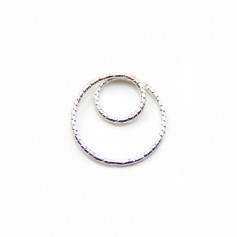 925 Silver Rings , double rings, hammered,15mm x 1pc
