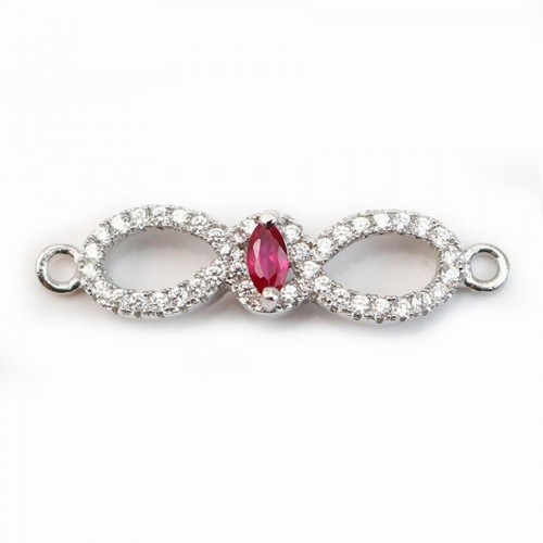 925 sterling silver & rhinestones bow tie shaped spacer 7x29mm x 1pc