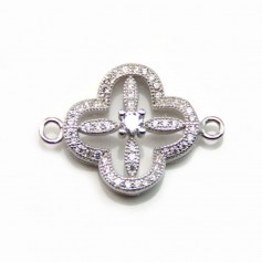925 silver & cz stylised clover spacer 16x22mm x 1pc
