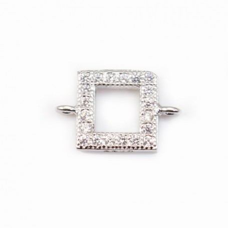 Spacer silver 925 and strass Square 7x10mm x 1pc