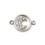 925 silver & zirconium spacer, in shape of moon, measuring 9 * 13.5mm x 1pc