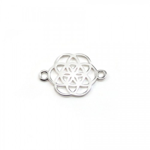 Intercalary in the shape of flower, 925 silver 11x16.5mm x 1pc