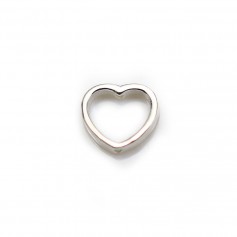 Espaciador de plata 925, forma de corazón, con 2 agujeros, 9 * 10mm x 2pcs