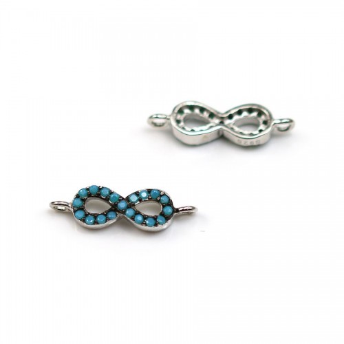 Intercalary 925 sterling silver, 8 infinity reconstituted turquoise blue 5x18mm x 1pc