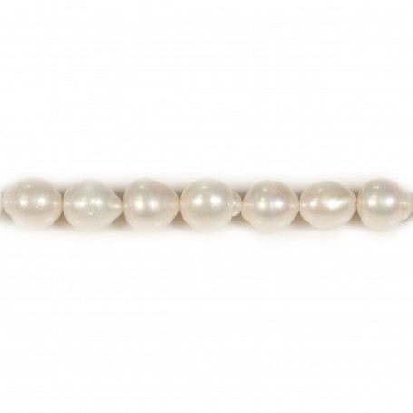 Perlas cultivadas de agua dulce, blancas, barrocas, 11-13mm x 40cm