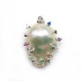 Pendentif en argent 925 rhodié & zirconium multicolore pour perle baroque x 1pc